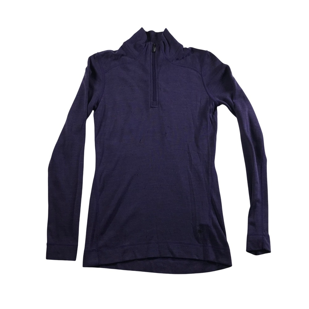 Smartwool Womens Small Purple 100% Merino Wool Quarter Zip Base Layer Top